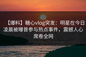 【爆料】糖心vlog突发：明星在今日凌晨被曝曾参与热点事件，震撼人心席卷全网