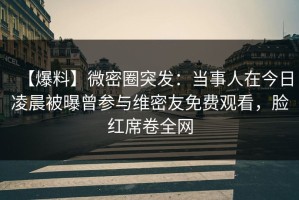 【爆料】微密圈突发：当事人在今日凌晨被曝曾参与维密友免费观看，脸红席卷全网