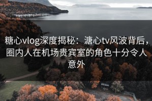 糖心vlog深度揭秘：溏心tv风波背后，圈内人在机场贵宾室的角色十分令人意外