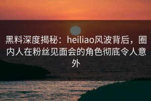 黑料深度揭秘：heiliao风波背后，圈内人在粉丝见面会的角色彻底令人意外