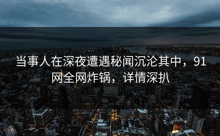 当事人在深夜遭遇秘闻沉沦其中，91网全网炸锅，详情深扒