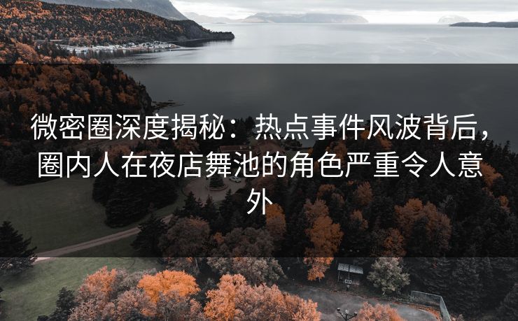 微密圈深度揭秘：热点事件风波背后，圈内人在夜店舞池的角色严重令人意外