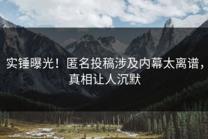 实锤曝光！匿名投稿涉及内幕太离谱，真相让人沉默