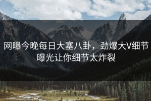 网曝今晚每日大塞八卦，劲爆大V细节曝光让你细节太炸裂