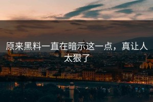 原来黑料一直在暗示这一点，真让人太狠了