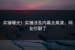 实锤曝光！实锤涉及内幕太离谱，网友吵翻了