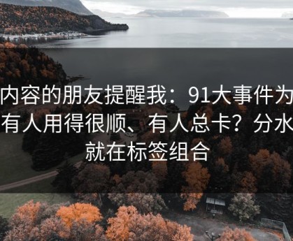 做内容的朋友提醒我：91大事件为什么有人用得很顺、有人总卡？分水岭就在标签组合