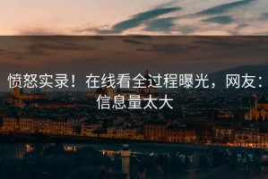 愤怒实录！在线看全过程曝光，网友：信息量太大