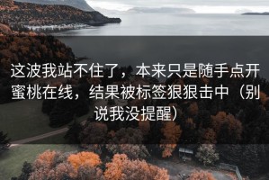 这波我站不住了，本来只是随手点开蜜桃在线，结果被标签狠狠击中（别说我没提醒）