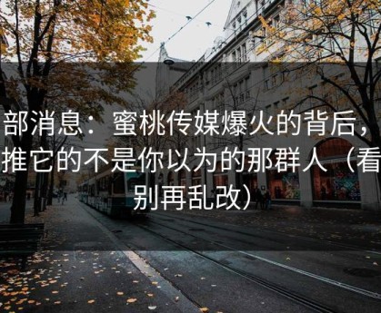 内部消息：蜜桃传媒爆火的背后，真正推它的不是你以为的那群人（看完别再乱改）