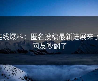 连线爆料：匿名投稿最新进展来了，网友吵翻了