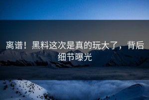 离谱！黑料这次是真的玩大了，背后细节曝光