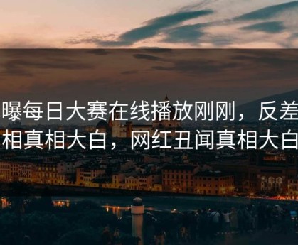 网曝每日大赛在线播放刚刚，反差真相真相大白，网红丑闻真相大白