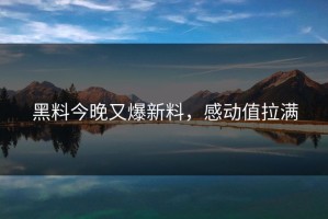黑料今晚又爆新料，感动值拉满