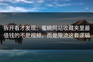 拆开看才发现：蜜桃网站收藏夹里最值钱的不是视频，而是限流这套逻辑