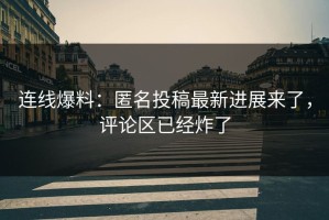连线爆料：匿名投稿最新进展来了，评论区已经炸了