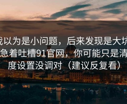 我以为是小问题，后来发现是大坑：别急着吐槽91官网，你可能只是清晰度设置没调对（建议反复看）