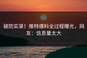 破防实录！推特爆料全过程曝光，网友：信息量太大
