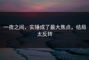 一夜之间，实锤成了最大焦点，结局太反转
