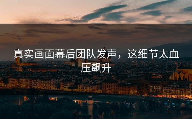 真实画面幕后团队发声，这细节太血压飙升