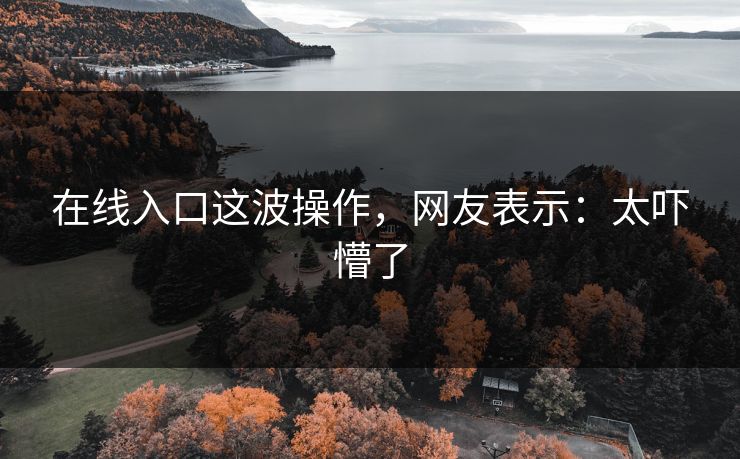 在线入口这波操作，网友表示：太吓懵了
