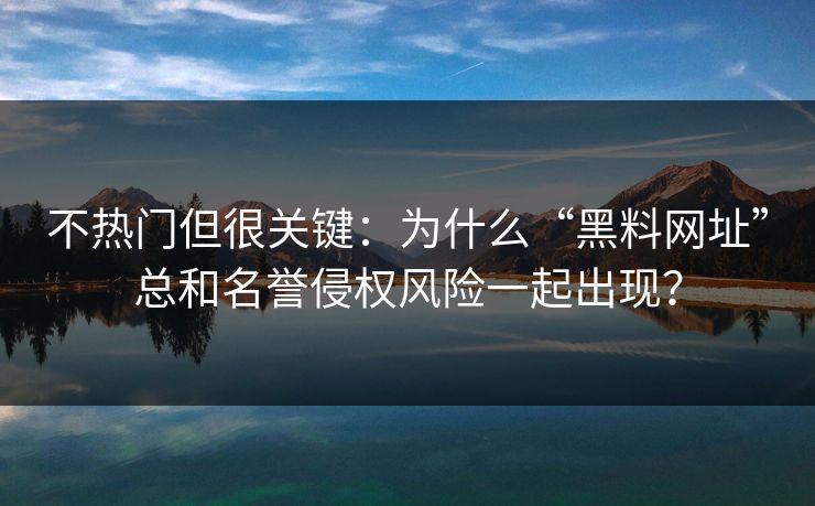 不热门但很关键：为什么“黑料网址”总和名誉侵权风险一起出现？