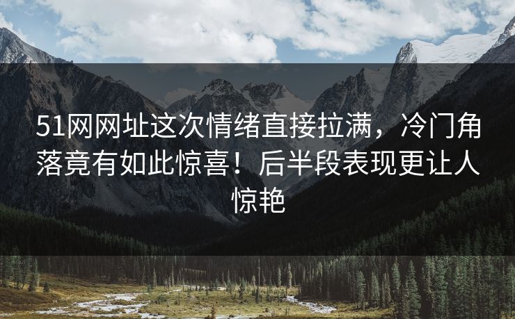51网网址这次情绪直接拉满，冷门角落竟有如此惊喜！后半段表现更让人惊艳